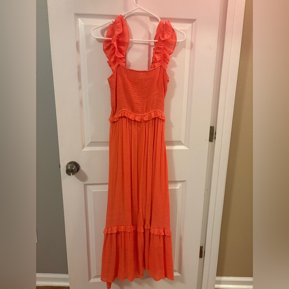 Blu Pepper Orange Ruffle Women’s Dress